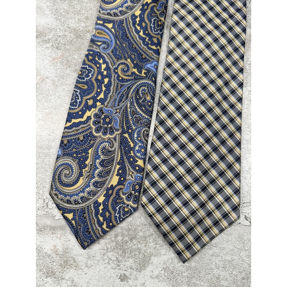 Burma Bibas Silk Tie Mens OS Blue Paisley Pointed 100% Silk Necktie Set of 2